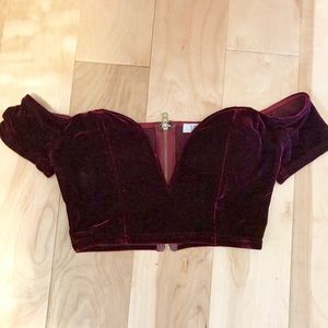 Maroon velvet Tobi crop top